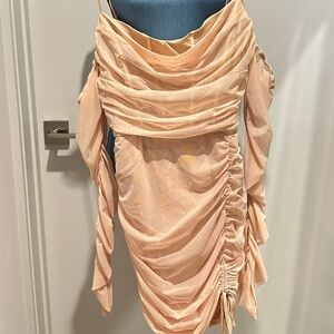 Ruched Peach Dress